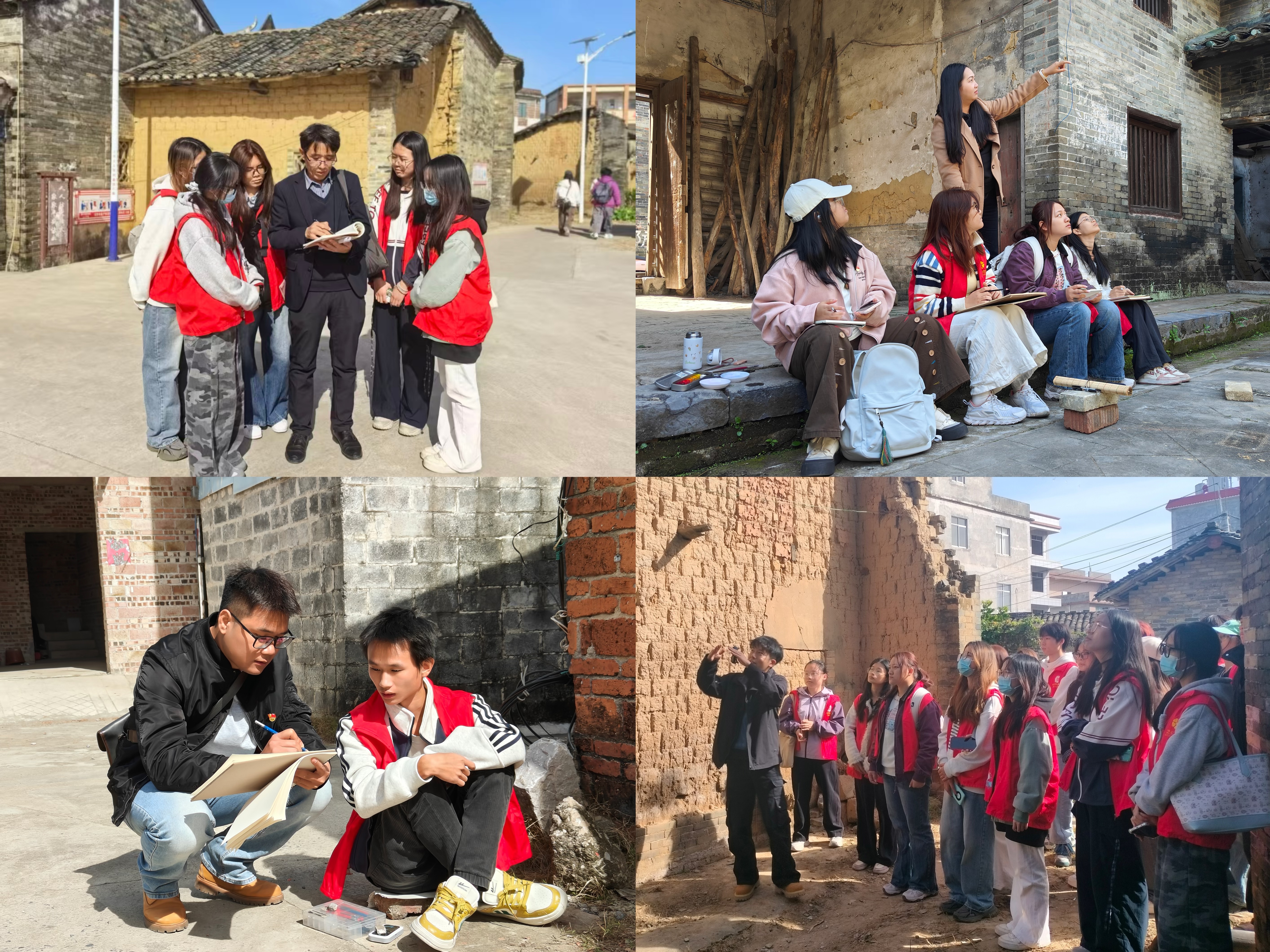 师生党员在庞村古建筑群现场创作.jpg