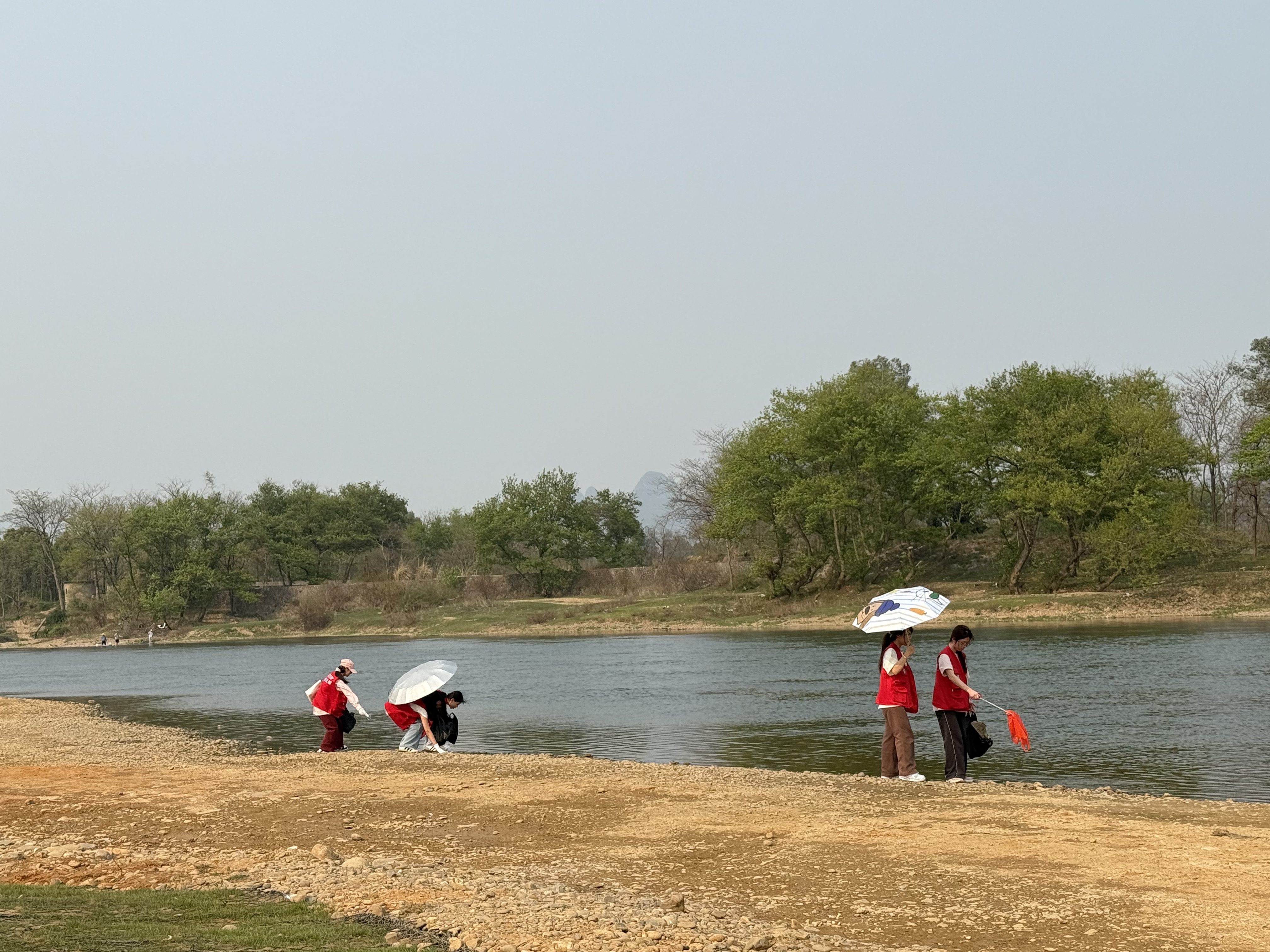 支部成员清理漓江沿岸的垃圾