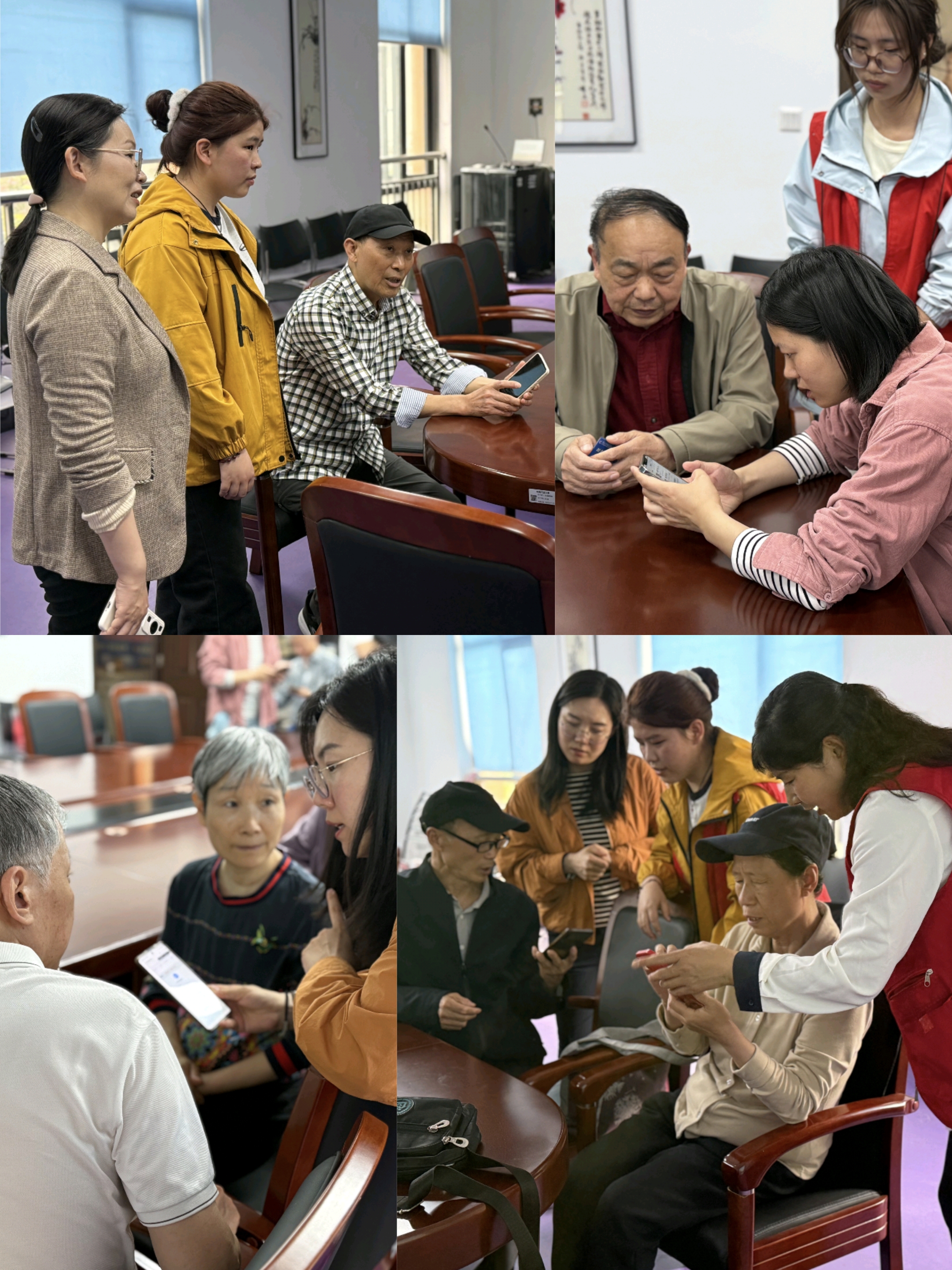 志愿者协助老年审核乘车卡