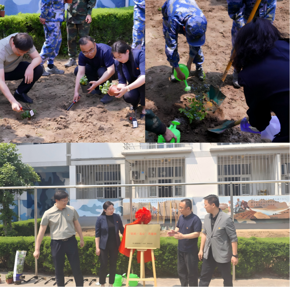 “驻站·连心”共建田揭牌、劳动现场