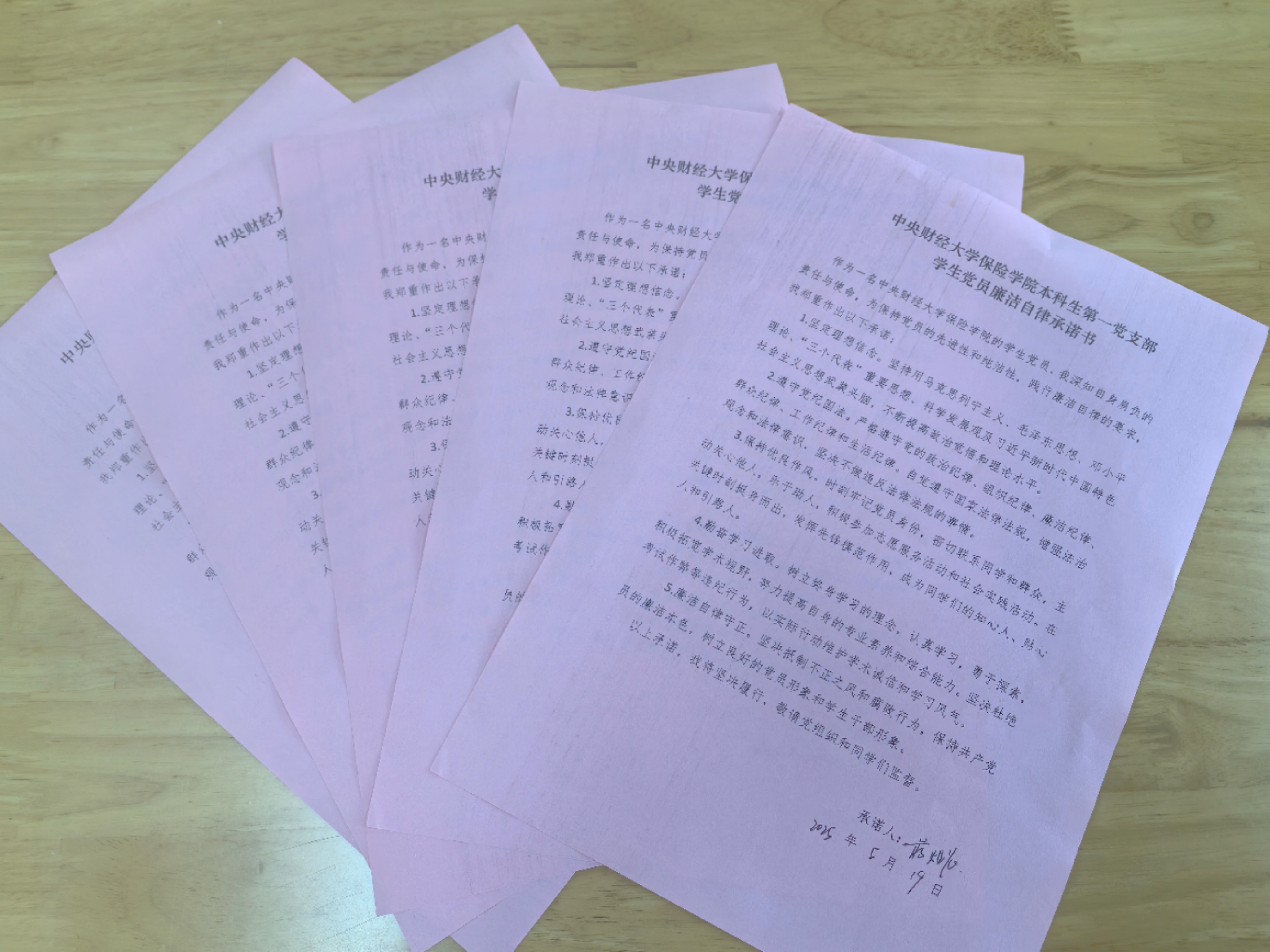 图4：《党员廉洁自律承诺书》