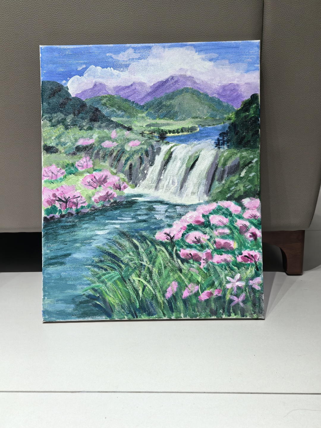 1.李翠老师作品《花绽瀑鸣》