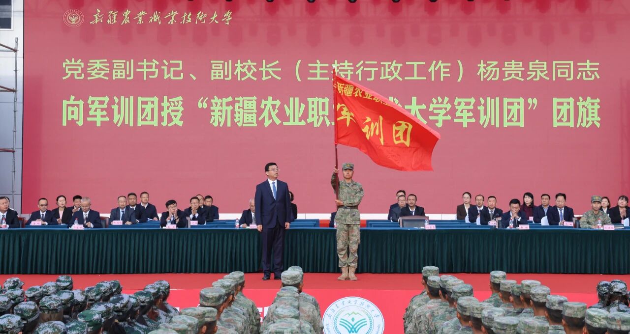 杨校长授团旗 杨校长授团旗