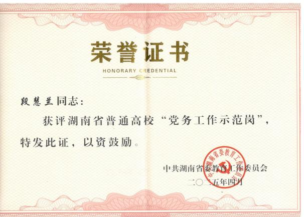 图2 湖南省党务工作示范岗