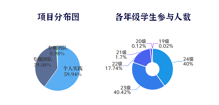 项目分布图 各年级学生参与人数