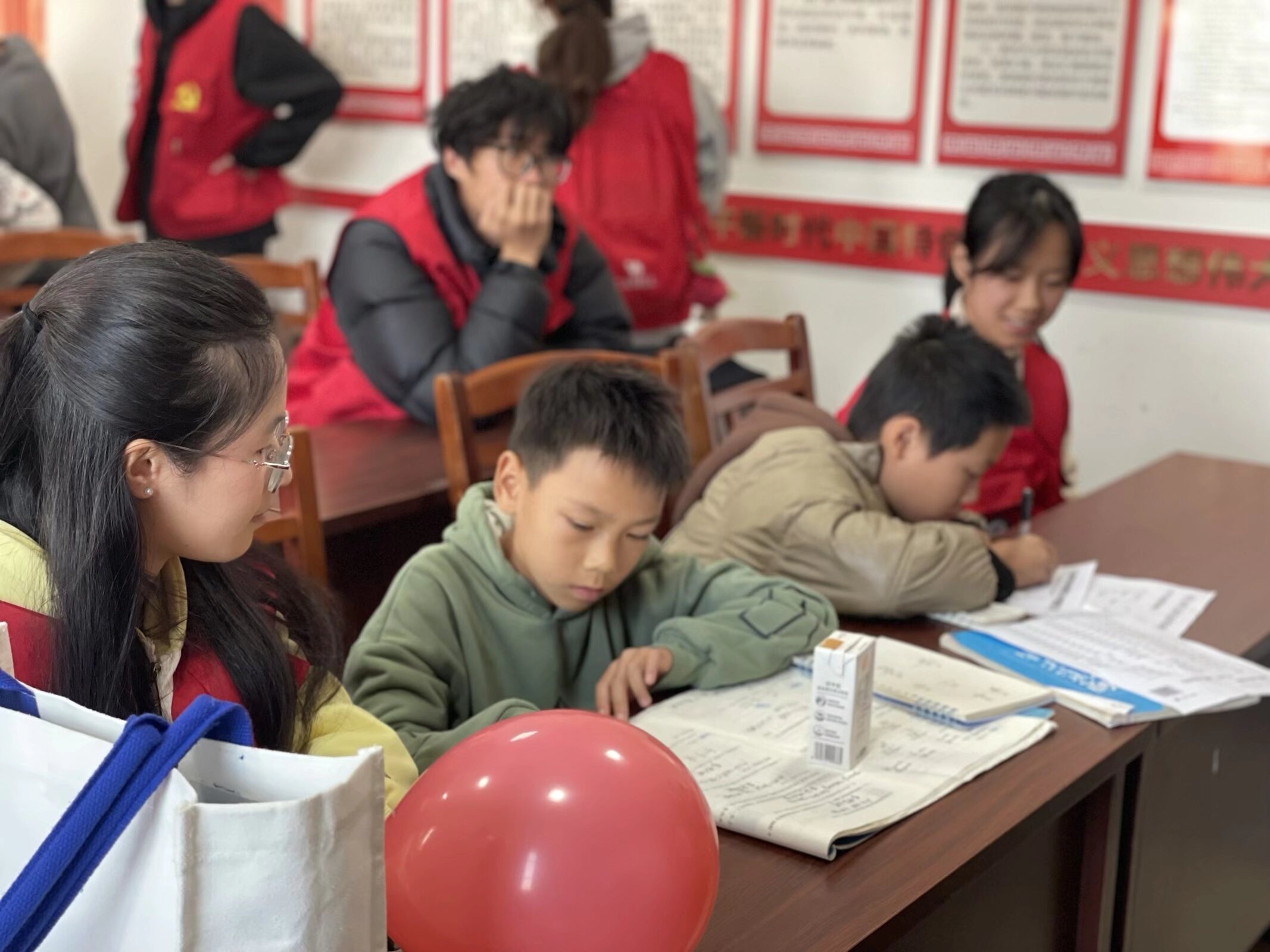 志愿者辅导员学生写作业