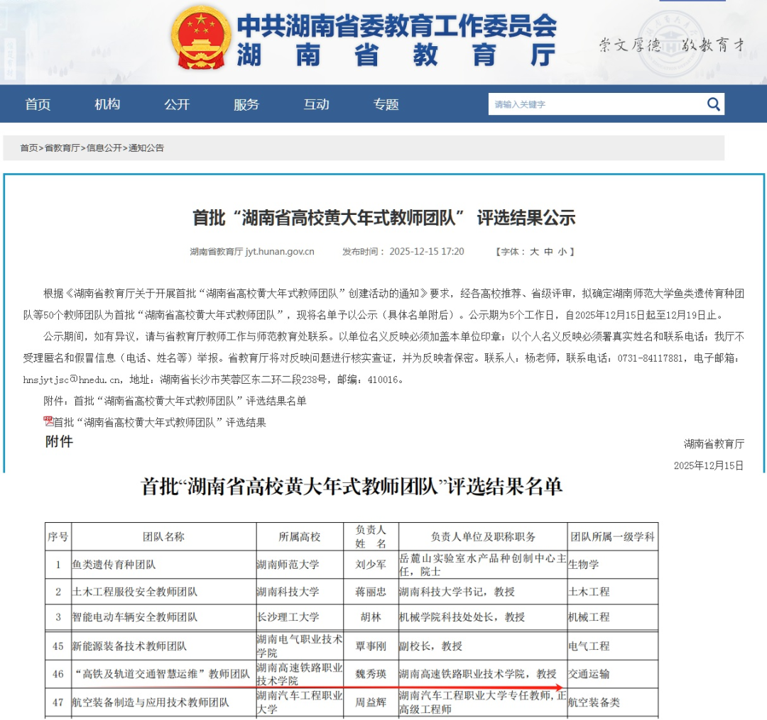 图1 获首批“湖南省高校黄大年式教师团队” 图1 获首批“湖南省高校黄大年式教师团队”