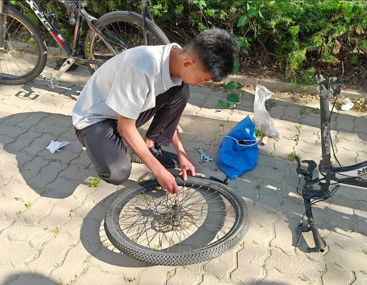 3.志愿者对自行车进行检查.png
