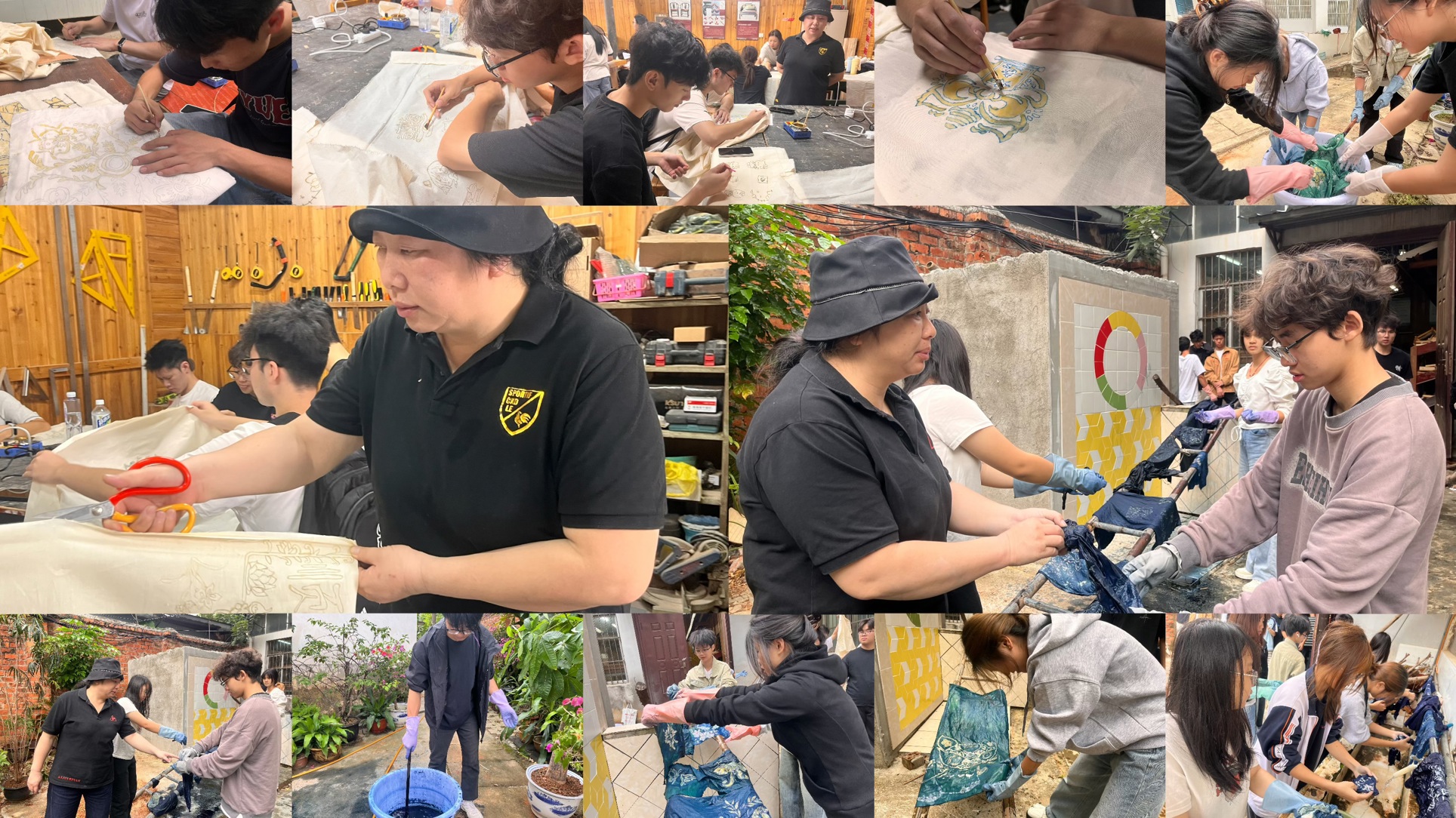 杨云大师指导学生绘、染、脱蜡全过程